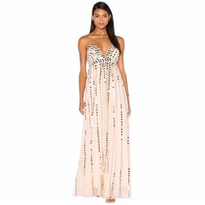 Free People Only In My Dreams Sequin Tulle Sleeveless Maxi Dress Pink